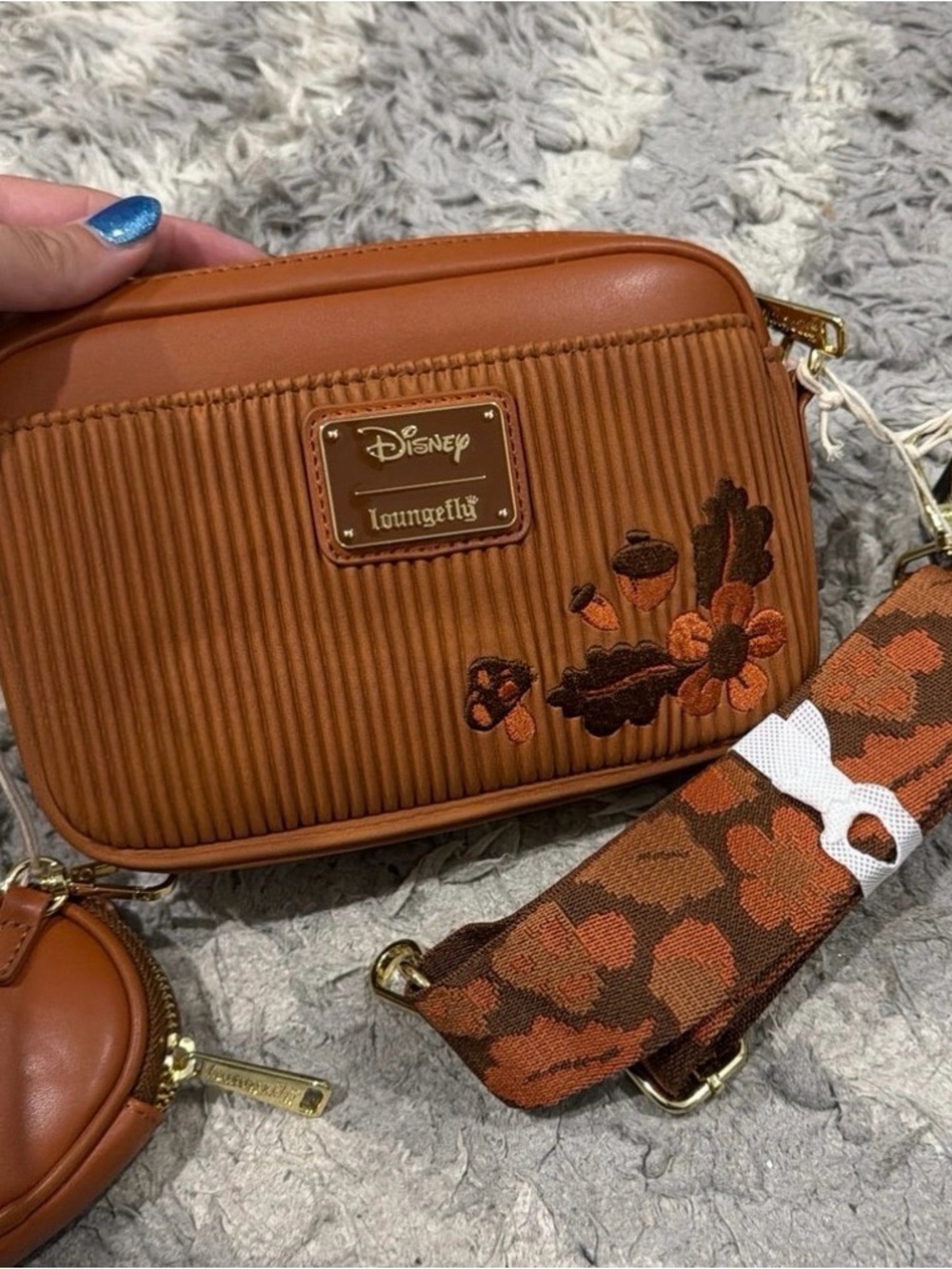Loungefly Brown Chip 'n Dale Embossed Crossbody Bag with Patterned Strap - Picture 6 of 6